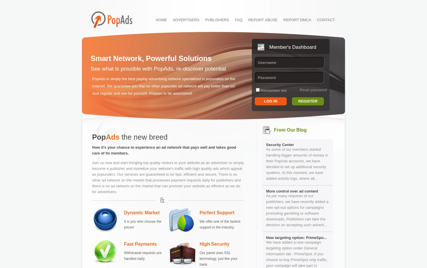 PopAds 页面快照